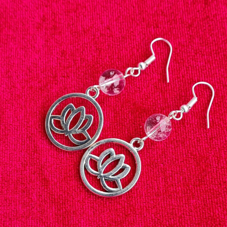 Серьги "Лотос" из горного хрусталя