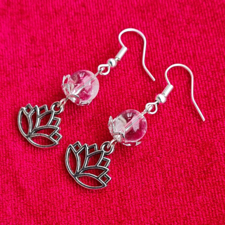 Серьги "Лотос" из горного хрусталя