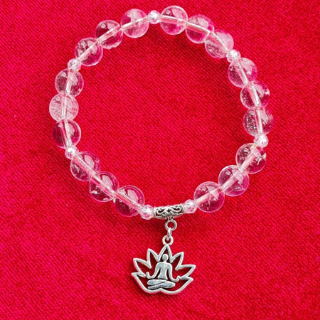 Браслет с подвеской "Лотос" из горного хрусталя